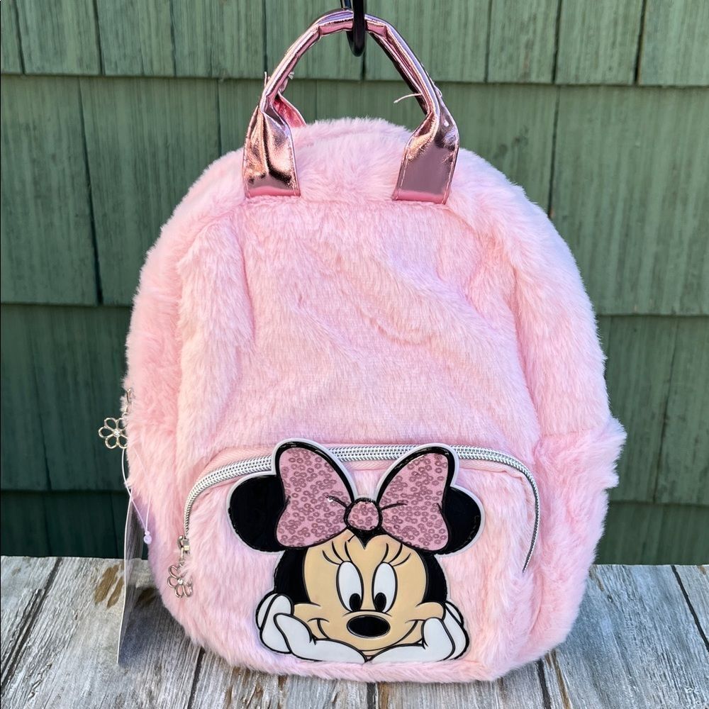 Minnie Mouse Faux Fur Mini Backpack, Pink